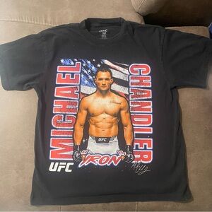 Michael Chandler Shirt Men M Black UFC Authentic MMA USA Flag Double Sided Iron